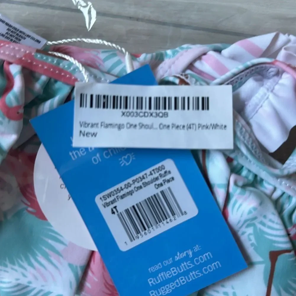 Ruffle Butts One Shoulder Ruffle One Piece Vibrant Flamingo 4T NWT in‎ packaging